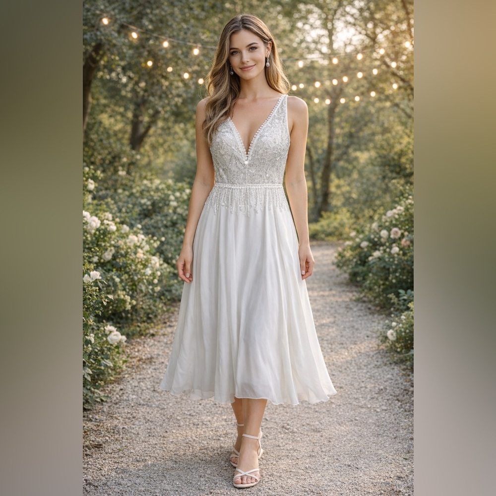 Merry’s Bridal Wedding Dress New Size 6 Engagement Photo Reception Boho Shower